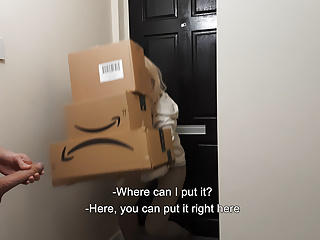 Amazon Delivery Girl Couldn't Resist Naked Jerking Off Guy free video