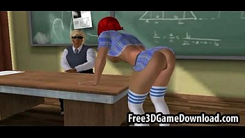 3D Cartoon Characters From A Game In The Classroom Fucking free video